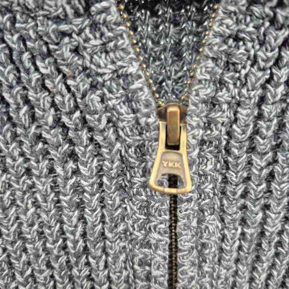 LL Bean Sweater Mens Large Gray Full Zip Elbow Pad Waffle Knit Grandpa Core - Picture 9 of 10